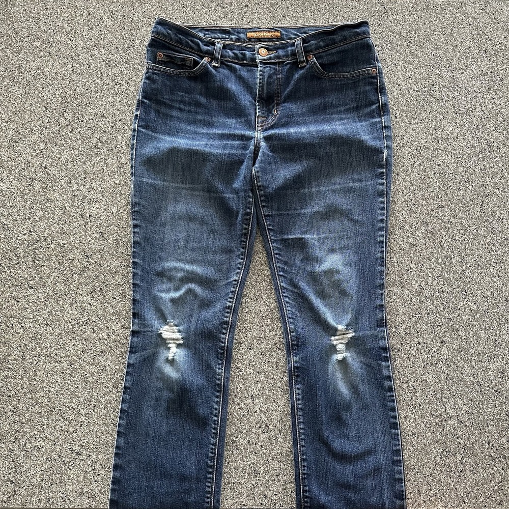 David Kahn Straight Jeans Women's‎ Size 8 Distressed Mid Rise 32x33 Made in USA